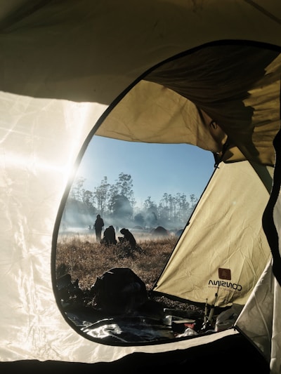 gray and white dome tent