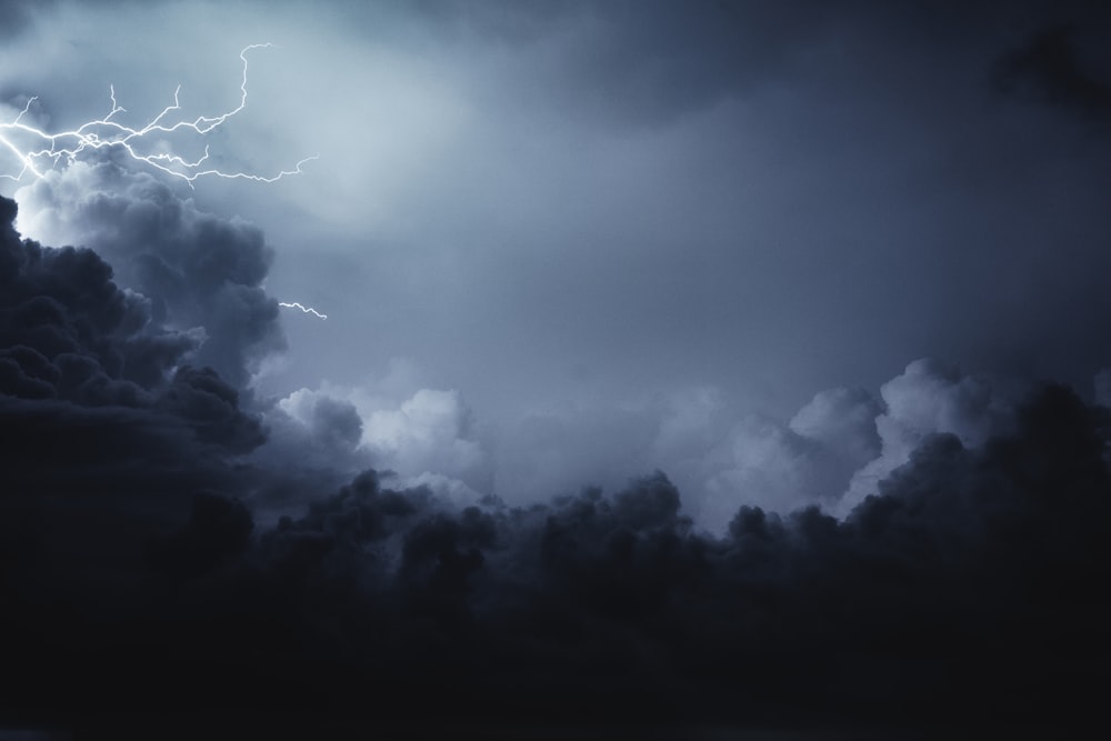 cumulus clouds and lightning