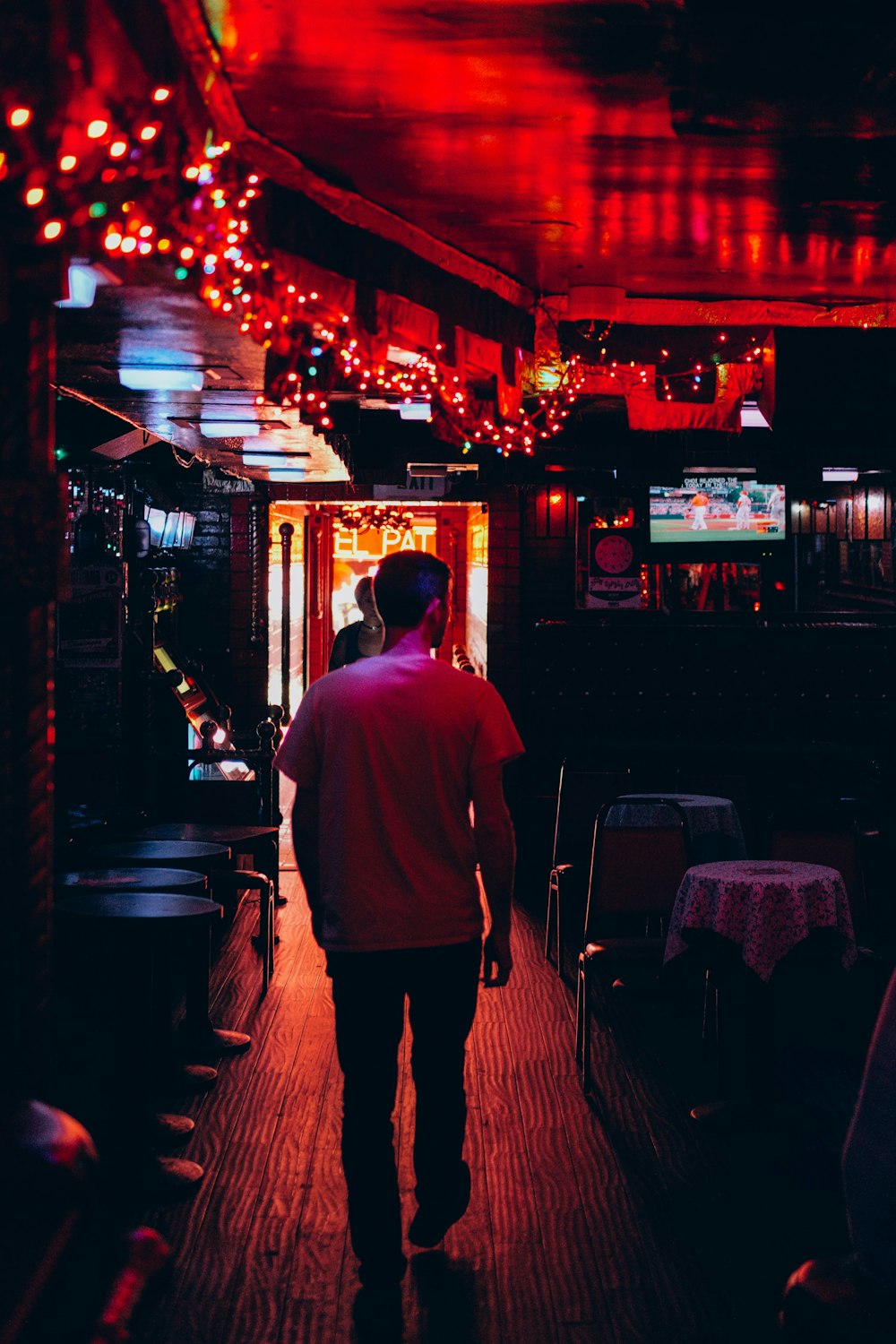 man walking inside room