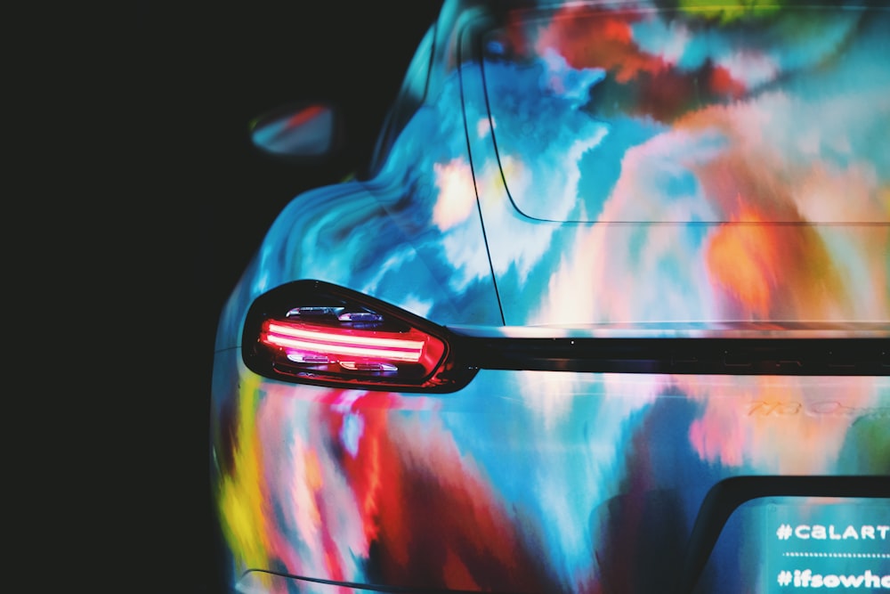 a close up of the tail light of a car