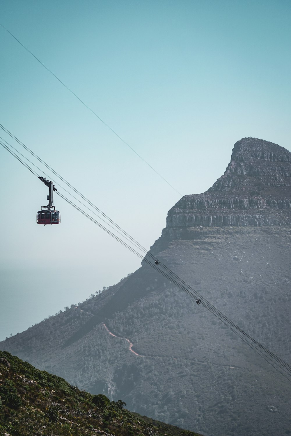 aerial photo of black cable car