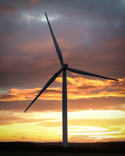 wind turbine during golden hour