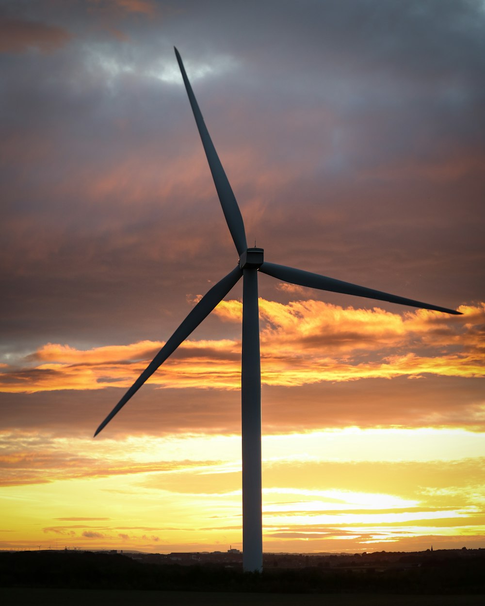 wind turbine during golden hour