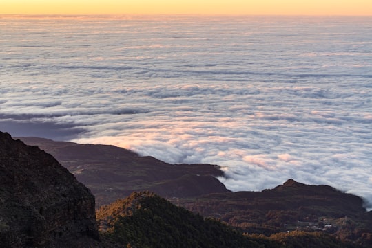 aerial photography of clouds covered mountains in La Palma Spain