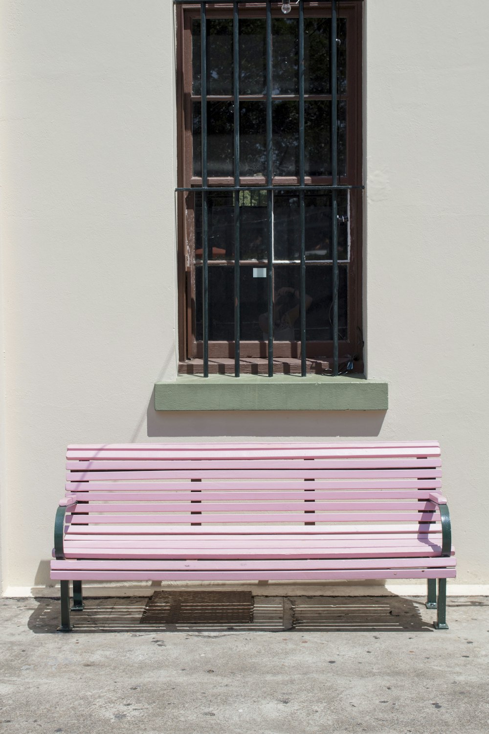 pink wooden bench chair