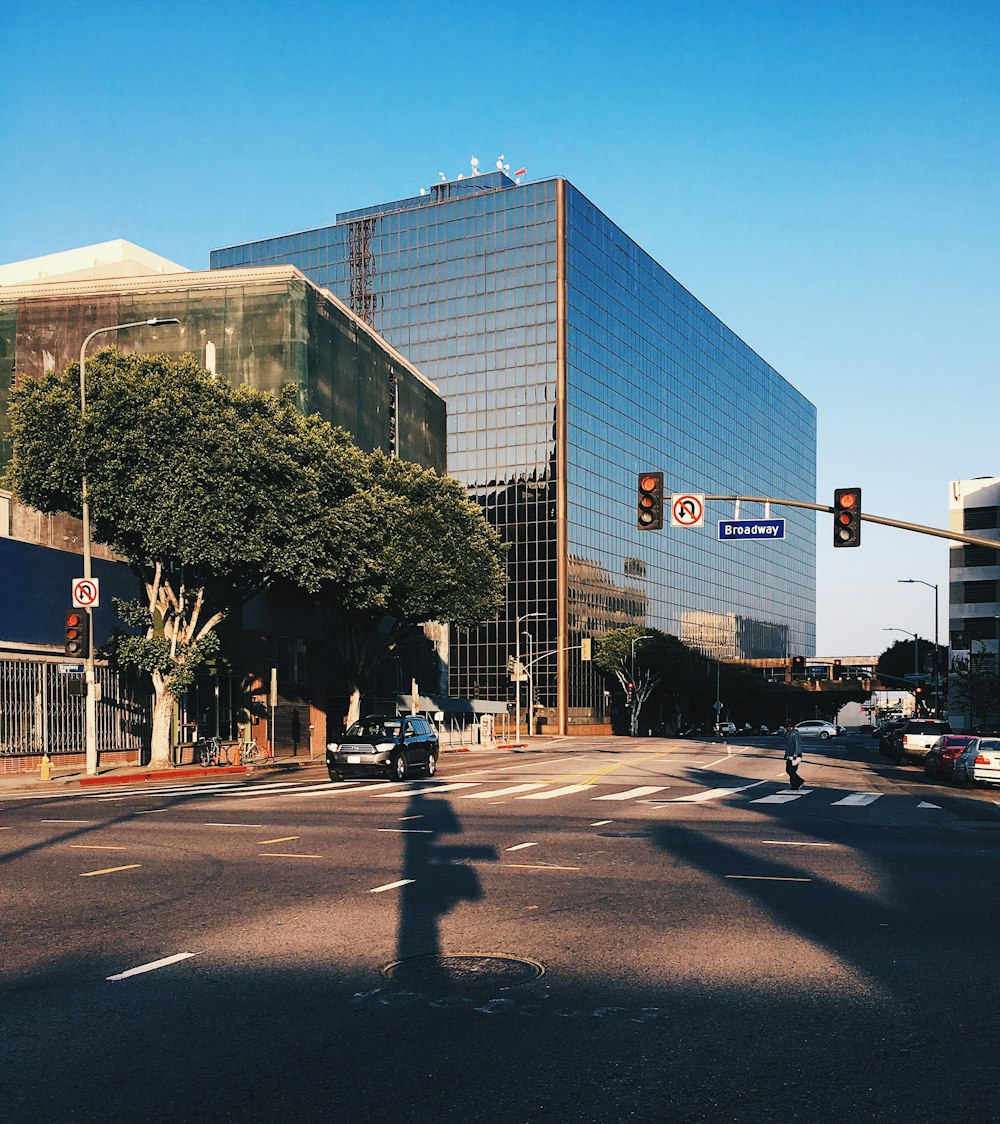 man crossing road