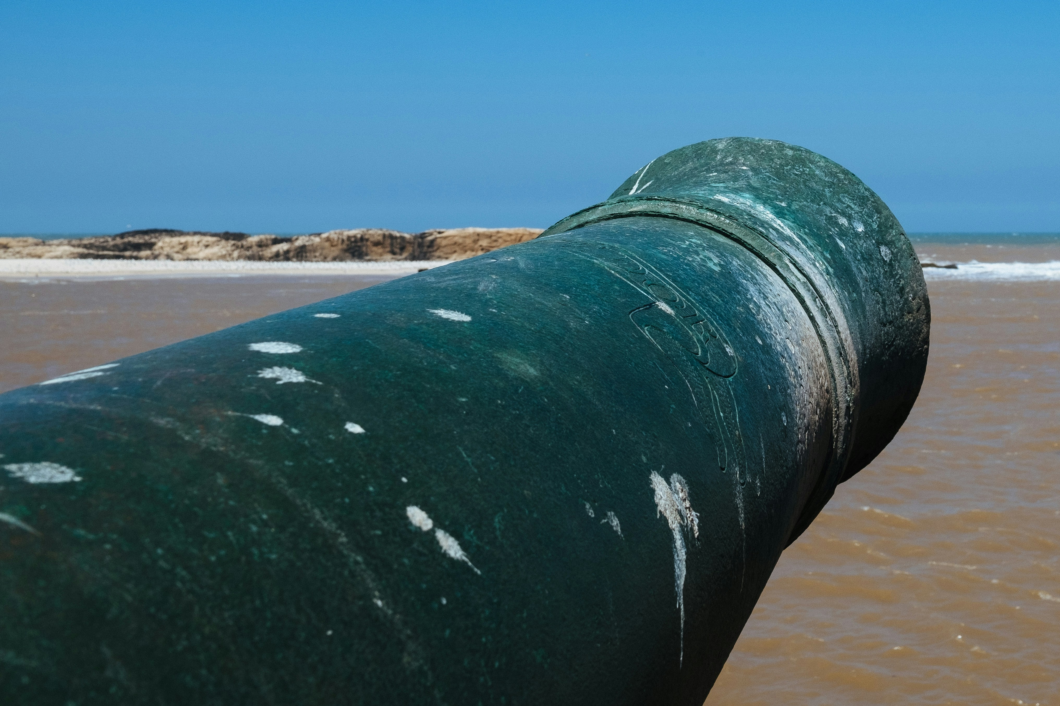 The fort in Essaouira is on the water and lined with cannons.