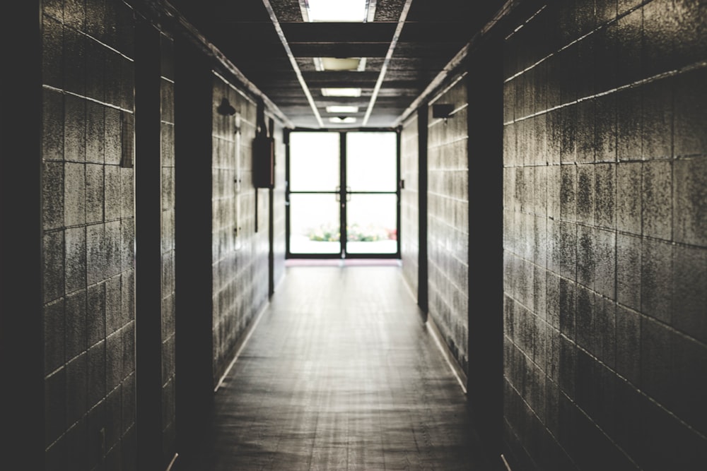 silhouette photography of hallway