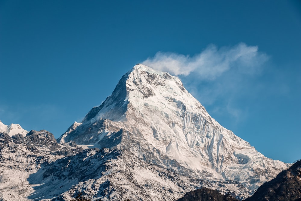 white snow-covered mountain