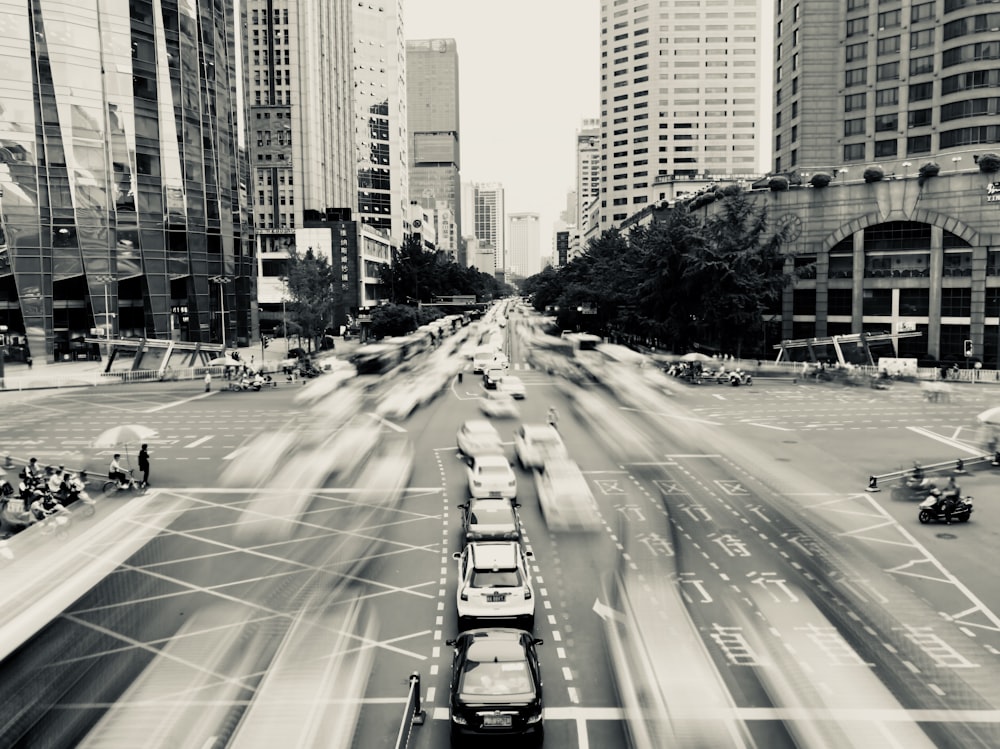 long exposure photography of cars on strett