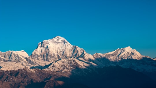 snow-covered mountain range in Annapurna Circuit Nepal