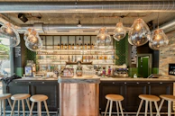 black wooden bar counter