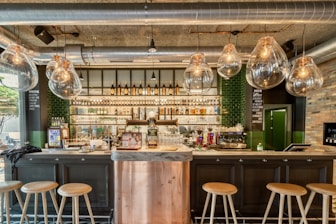 black wooden bar counter