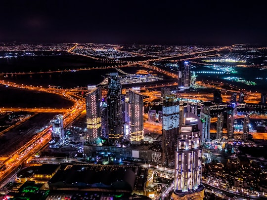 aerial photography of city lights in Burj Park United Arab Emirates