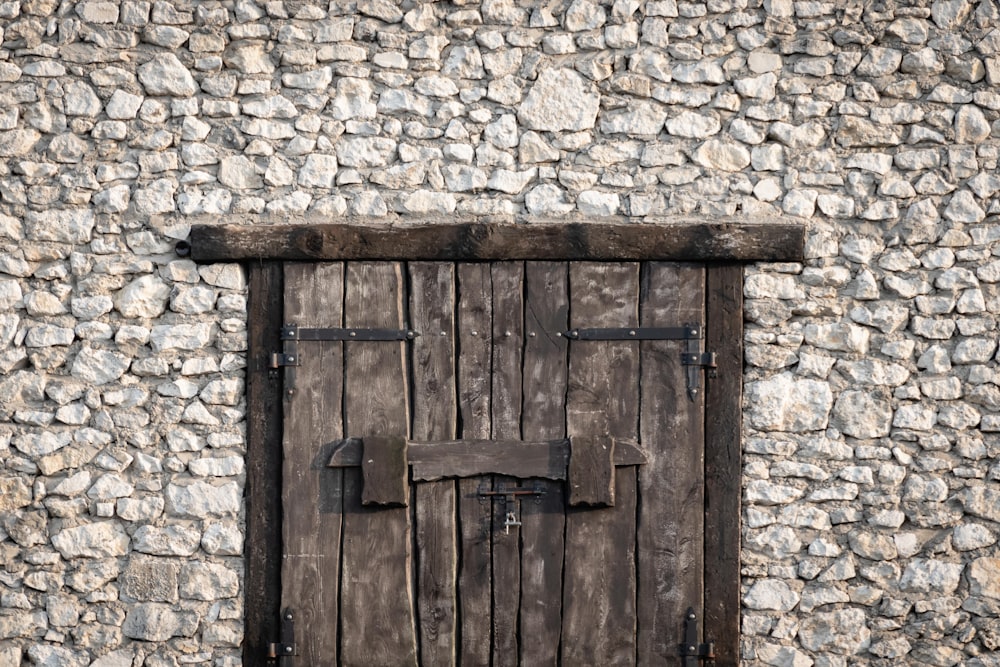 closed grey wooden door