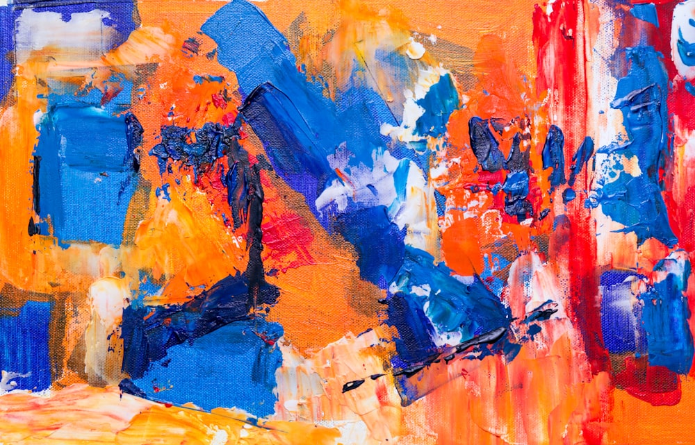 orange and blue abstract painting