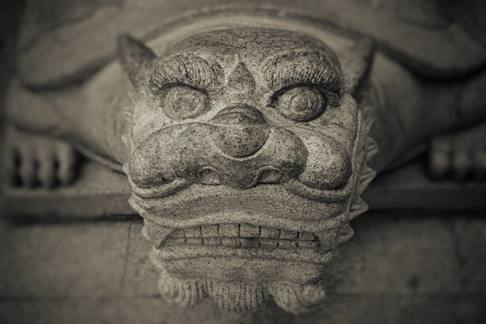 gray concrete foo dog statue