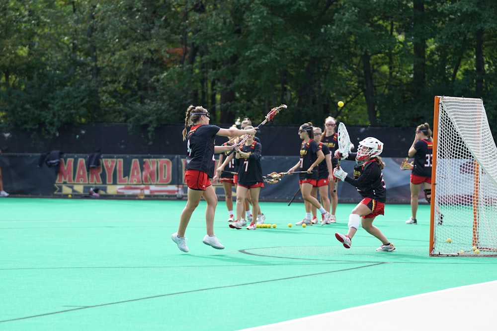 group of girls playing lacrosse
