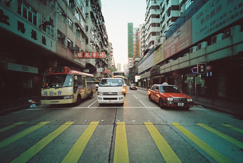 red car park on road