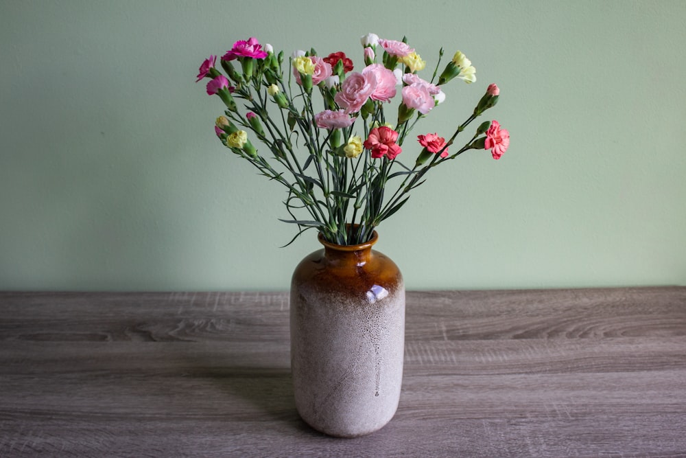 yellow, red, and pink flower in pot