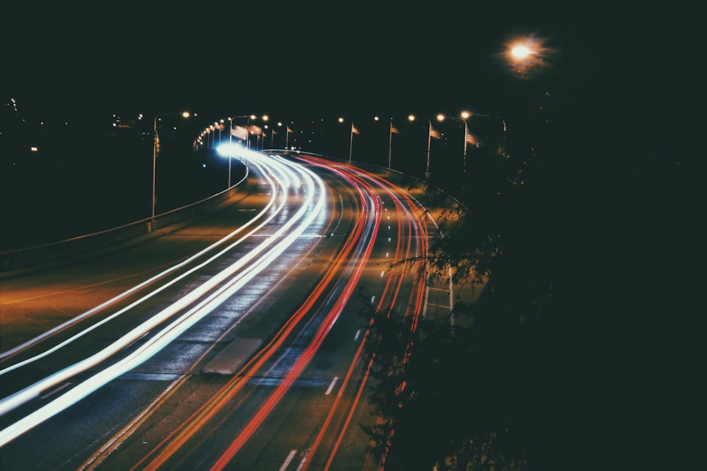 long exposure photography of cars