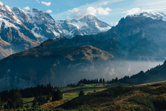 snow-capped mountains in Lauterbrunnen Switzerland