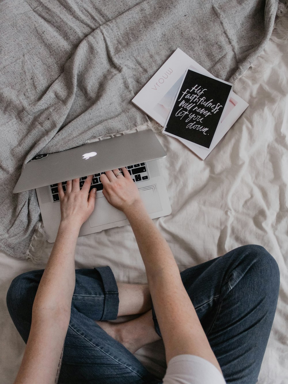 person using MacBook Air