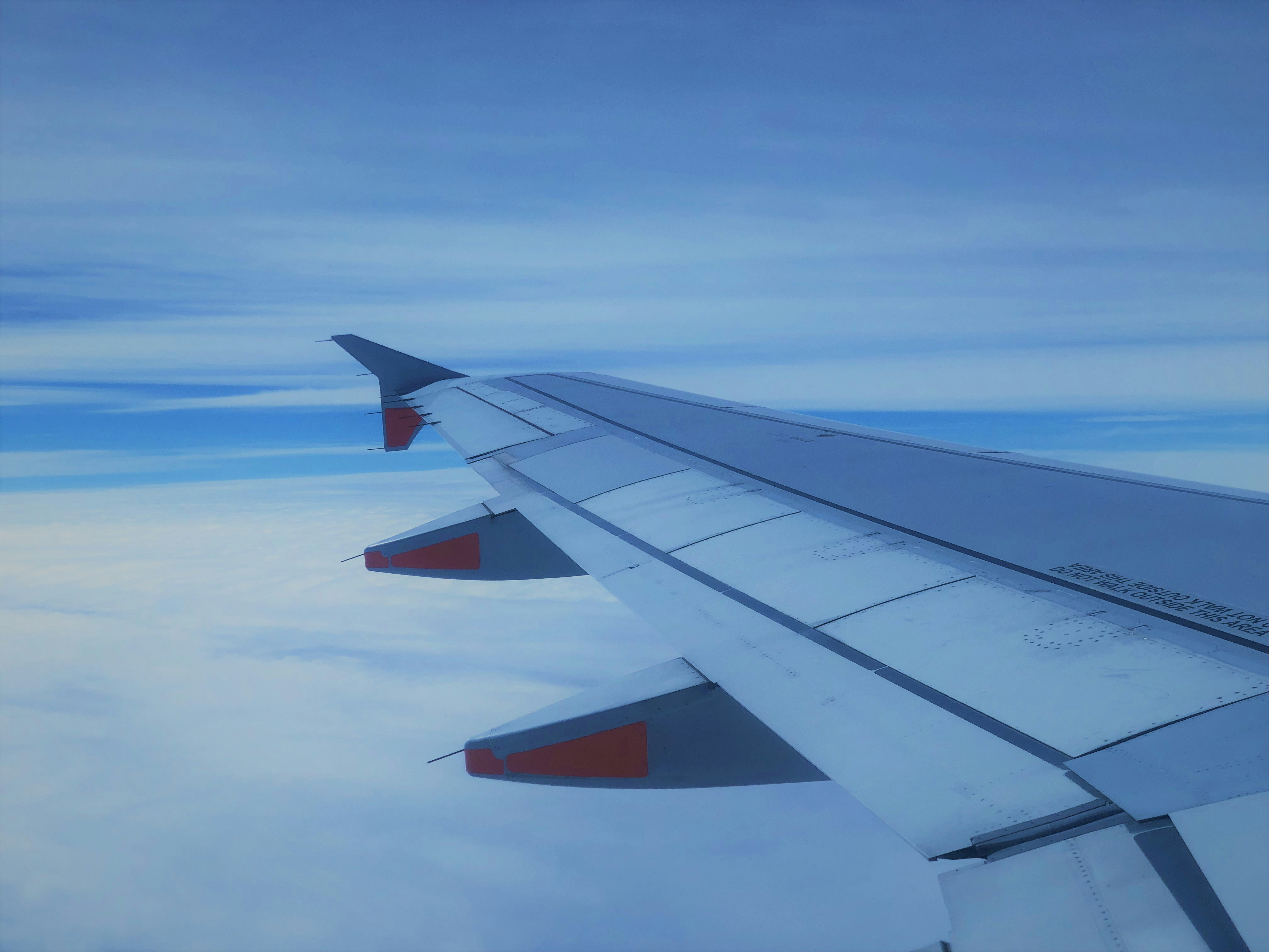 aerial photo of flying airplane