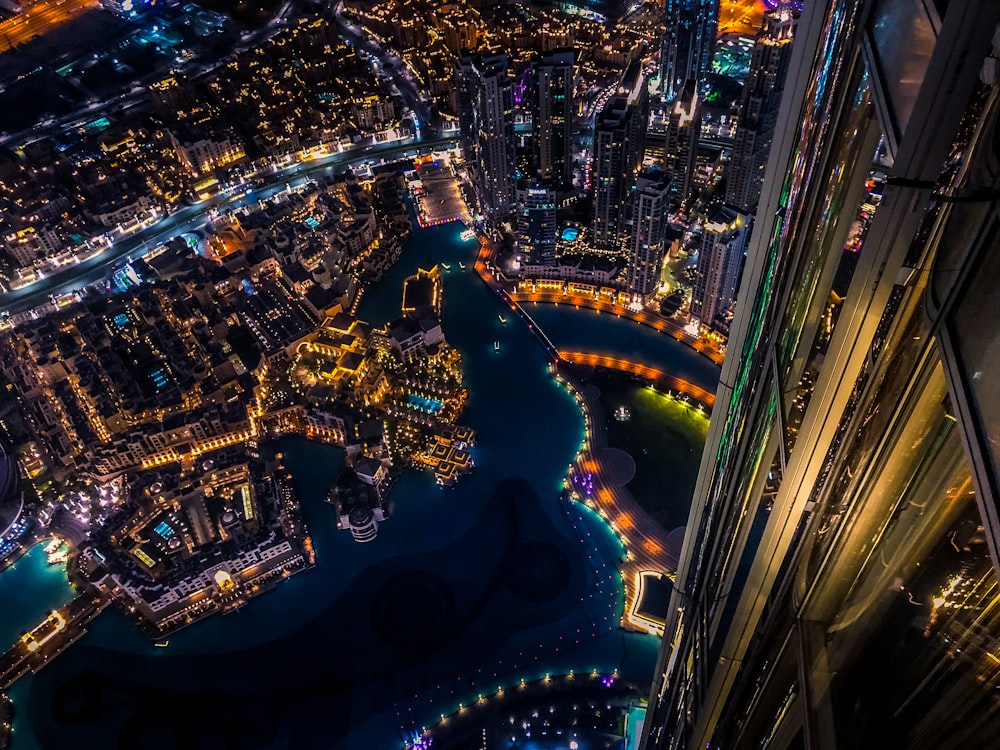 bird's-eye view photography of city during nighttime
