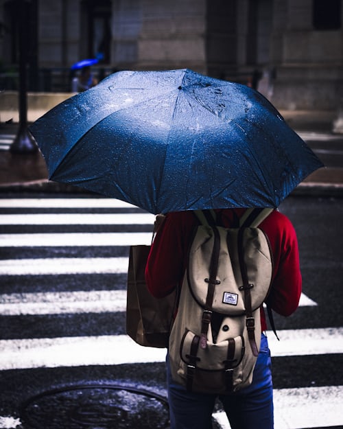 blue aesthetic girl with umbrella