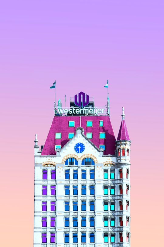 white and pink castle artwork in Witte Huis Netherlands