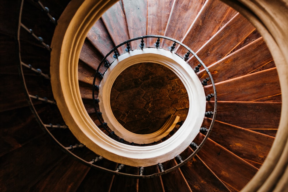 brown circle stairs