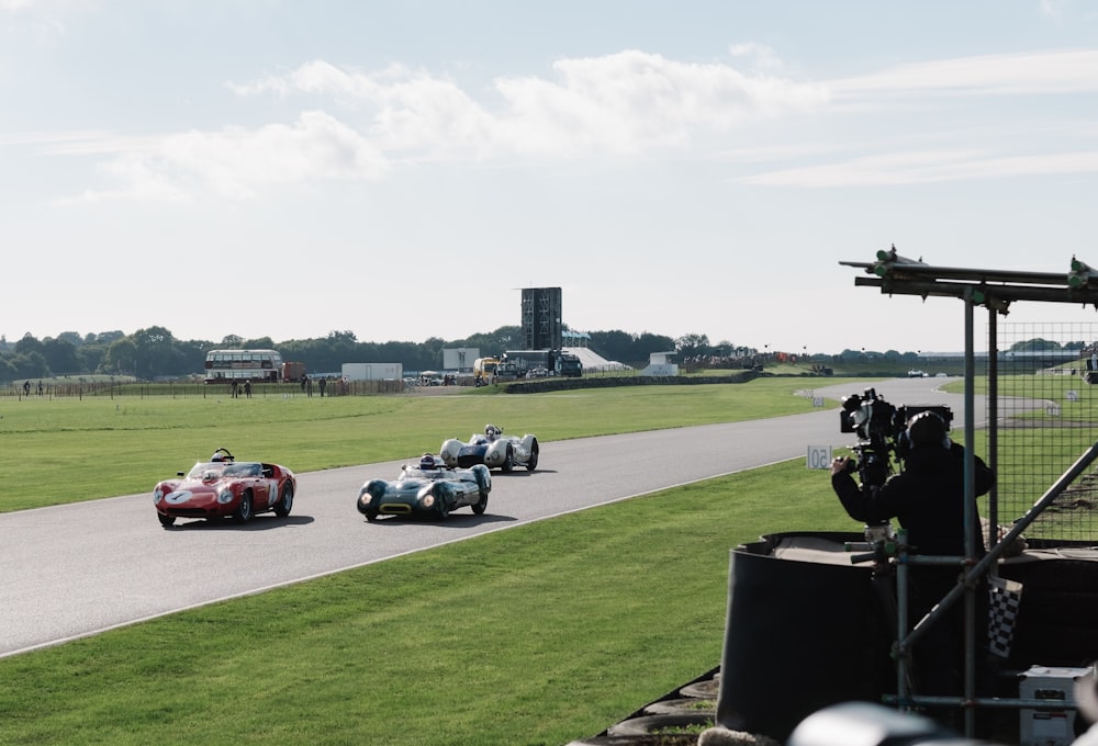 race cars on road