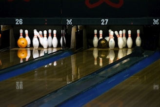 two set of bowling pins
