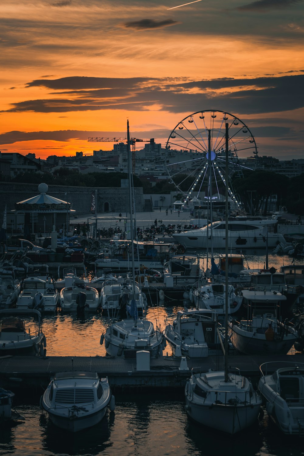 boats across Ferris wheel