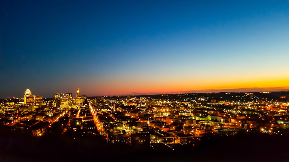 landscape photography of lighted buildings