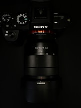 black Sony DSLR camera