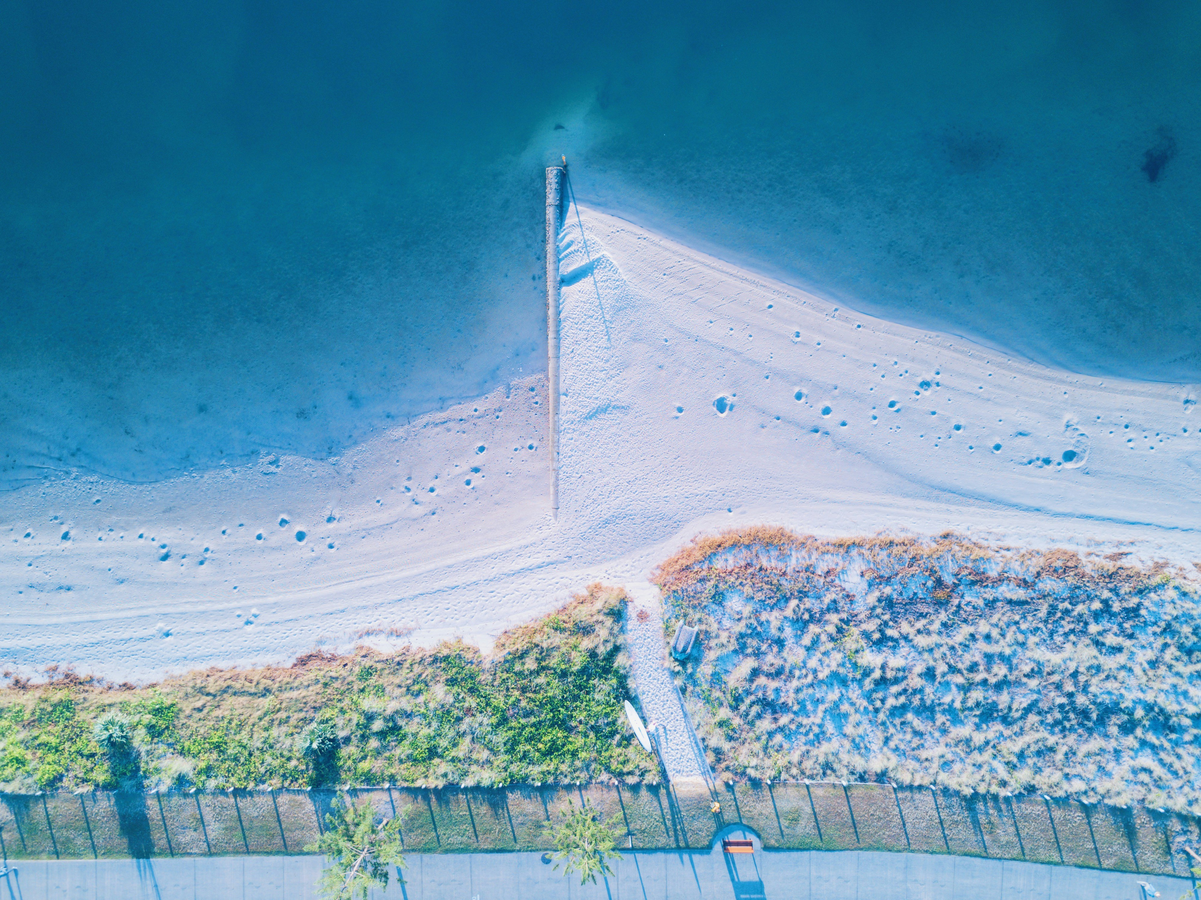 aerial view of body of water
