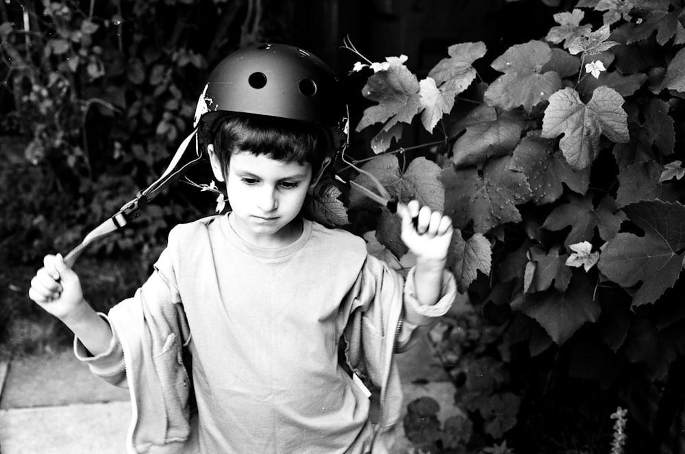 grayscale photography of boy