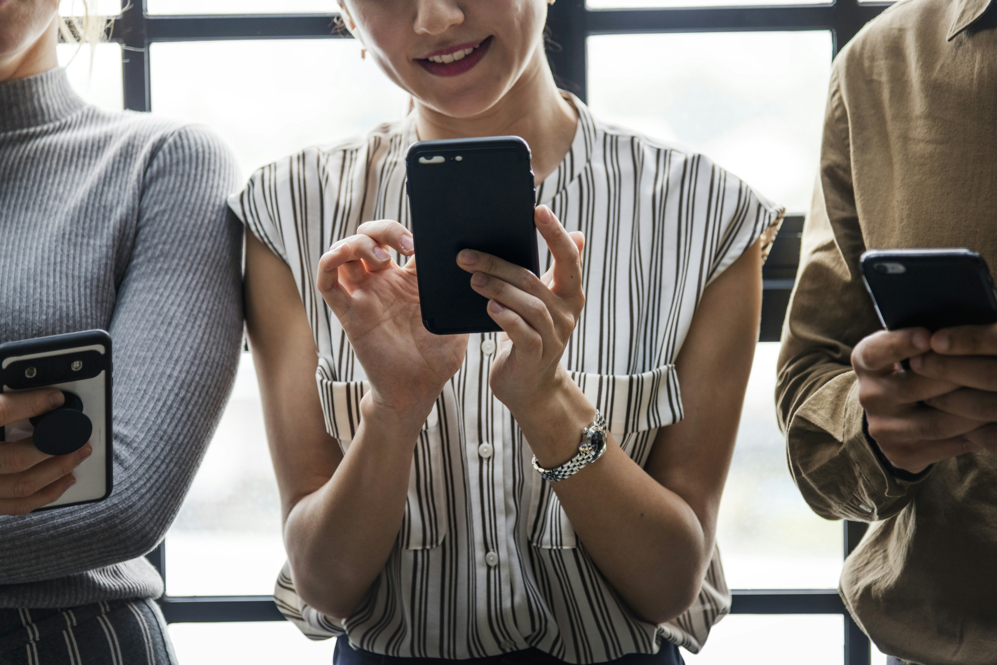 woman using Android smartphone