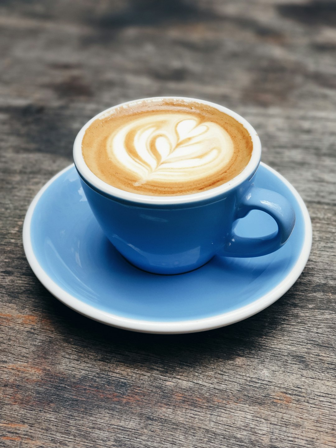  blue ceramic teacup with latte cup