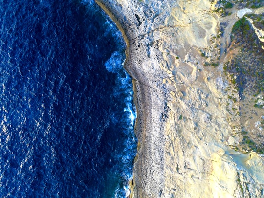 aerial photography of beach shore in Gozo Malta