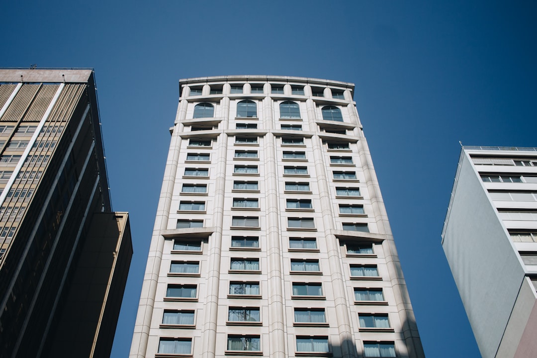 low angle photography of gray building