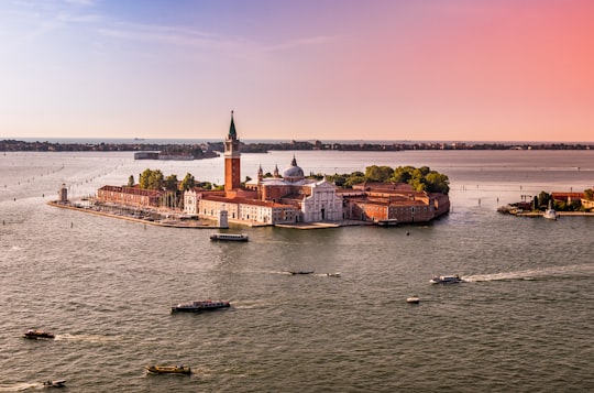 aerial photography of brown townhouse in Church of San Giorgio Maggiore Italy