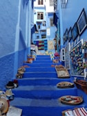 assorted baskets on stair