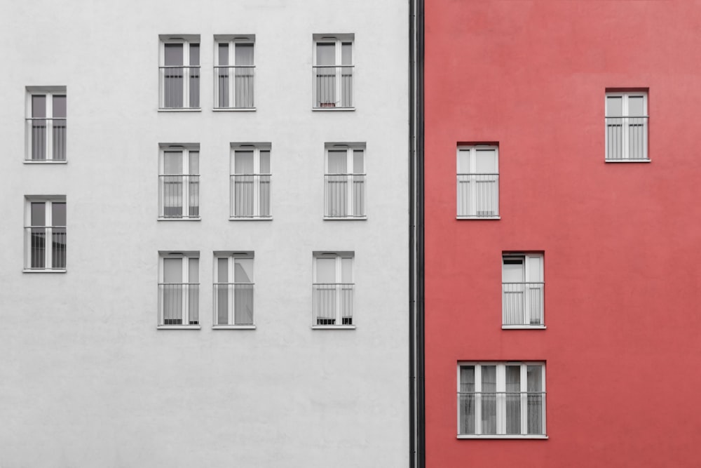pink and white painted concrete buildings