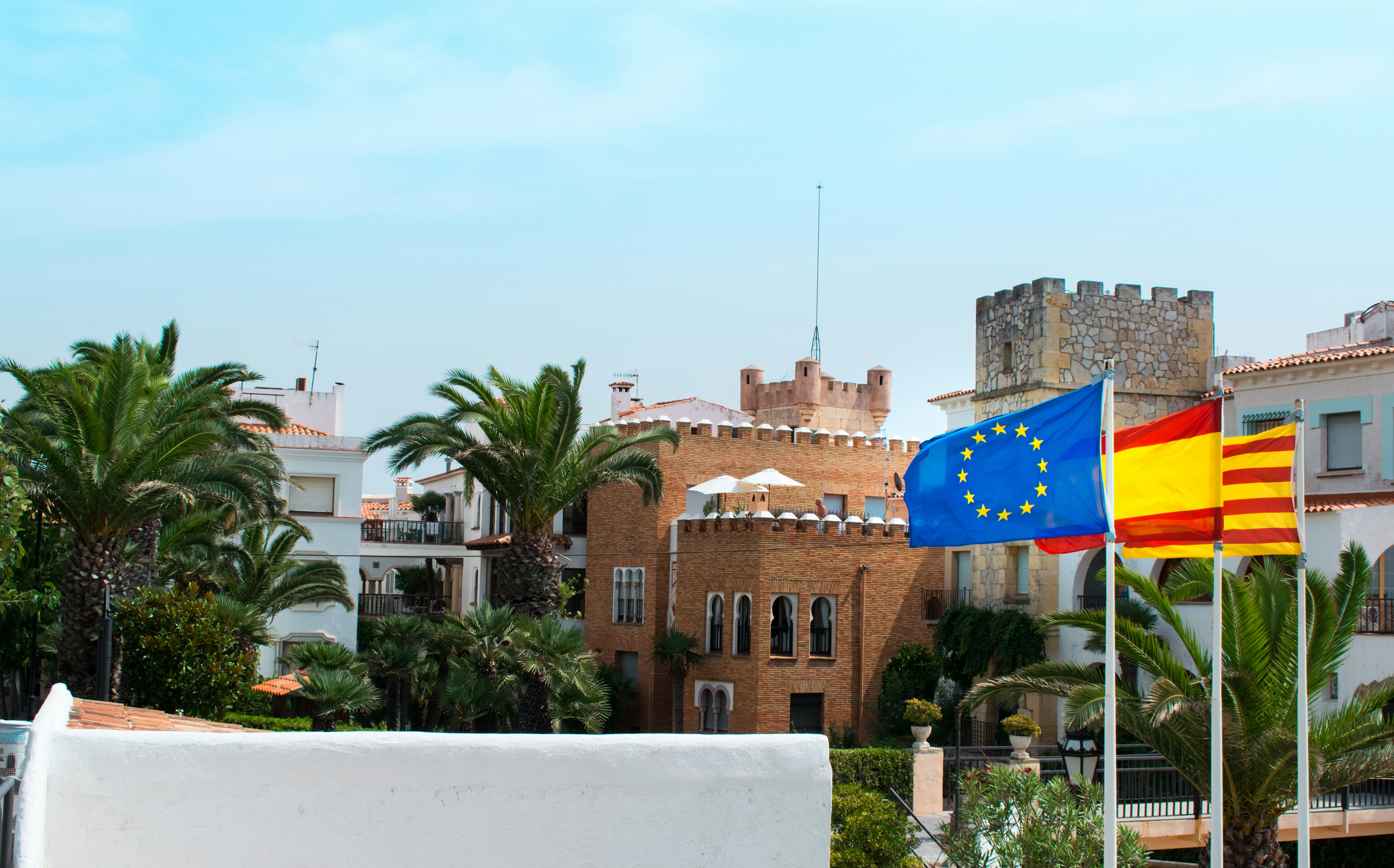 three flags on pole