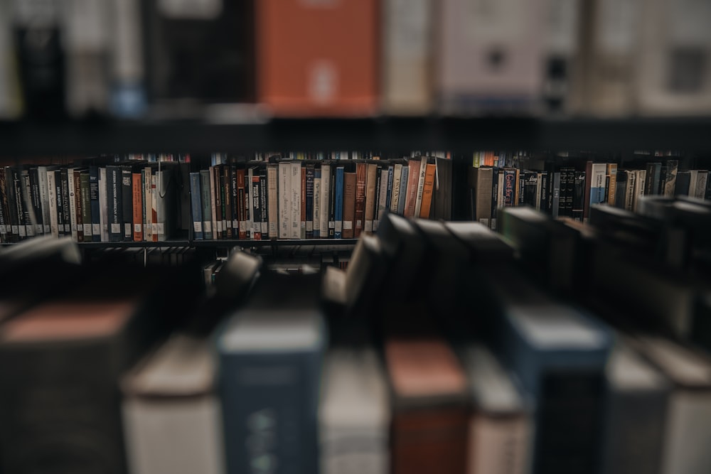 assorted-title books on shelves