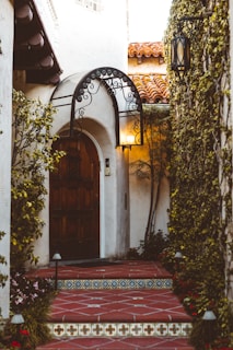 A welcoming entrance of a charming villa.