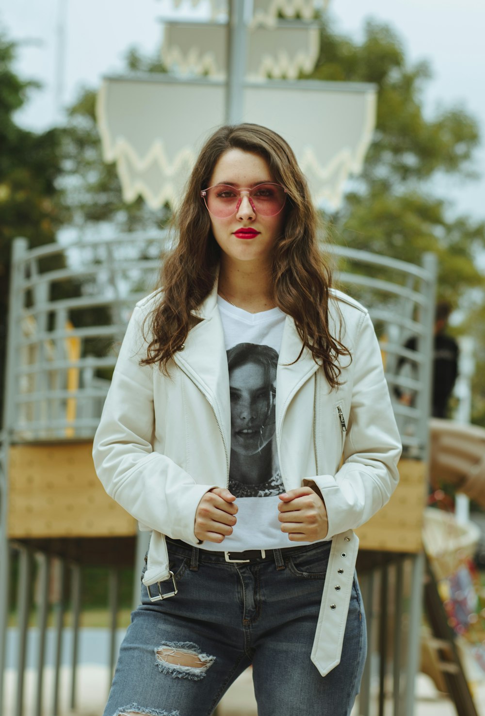 woman wearing white jacket